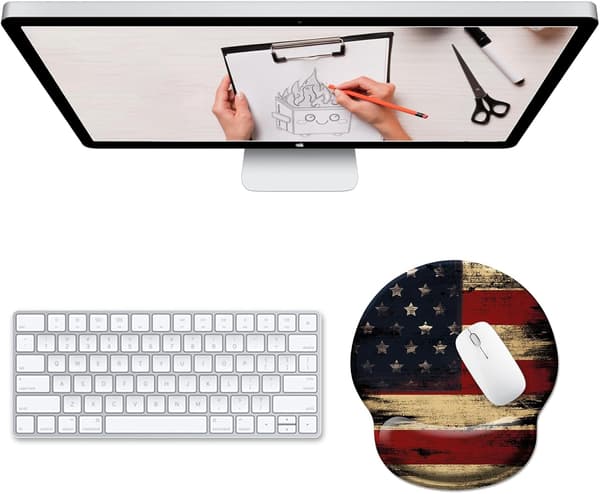 Ergonomisk musemåtte med håndledsstøtte, amerikansk flag gel musemåtter håndledsstøtte, computermusemåtte med skridsikker PU-base, komfortabel musemåtte til