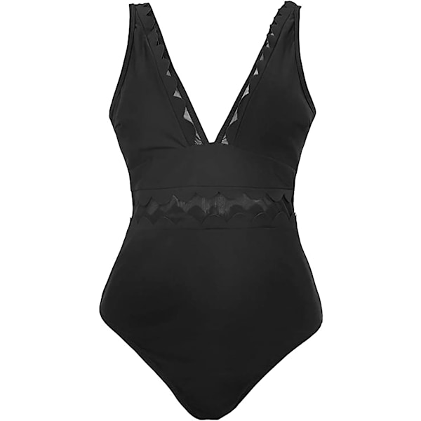 Dam V-ringad kjole mesh badedragt Figurformning One-Piece