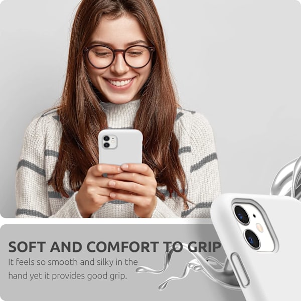 Kompatibel med iPhone 11 Skal 6.1 tum, Förtjockad Design Flytande Silikon Telefonskal (med Mikrofiberfoder) för iPhone 11 2019, Vit Vit