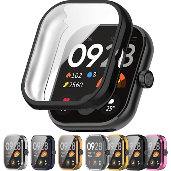 Kompatibel med Redmi Watch 4 Beskyttelsesetui, Smartwatch TPU Beskyttelsesetui Skal Blødt og Holdbart Urtilbehør (Sort)