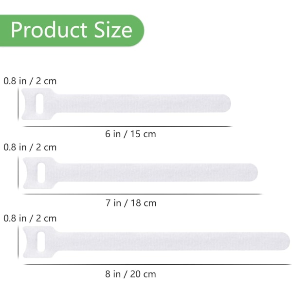 60 st snabbfästande mikrofiberdukskabelband för kabelhantering (6/7/8 tum, vit) Vit 6/7/8 tum Vit 6/7/8 tum Vit 6/7/8 tum Vit 6/7/8 tum