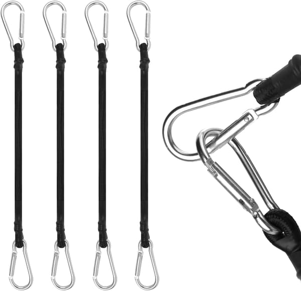 Expanderlina, 4 expanderlinor med karbinhakar, expanderlinor 30 cm, elastisk resår för resväskor, krokar för tält, presenningar, camping,