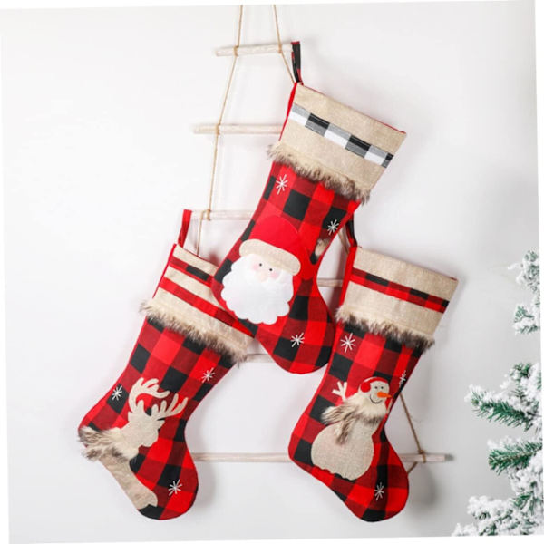 1 stk. Jule Strømper Calcetines De para Niños Gaveposer Burlap Strømper