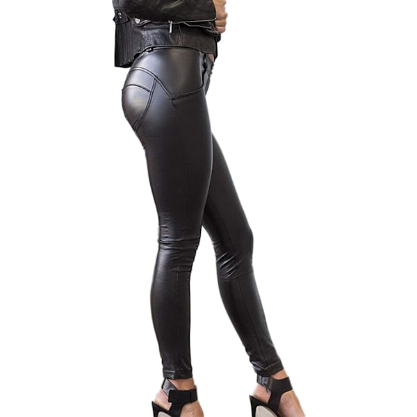 Kvinde Kunstlæder Leggings Bukser PU Elastisk Formgiven Hofte