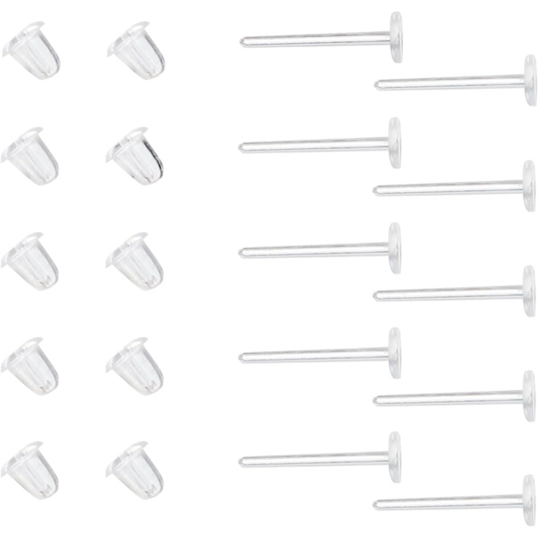 3mm Usynlige Plastik Øreringe Blanke Pins Stud