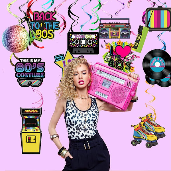 80'er fest folie hvirveldekorationer - retro tema