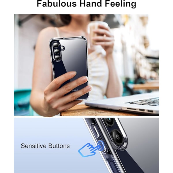 Skal för Galaxy A16 5G, Anti-gulning, Fallskydd, Anti-repor Transparent Hårt Baksidesskydd - Kristallklart Klar