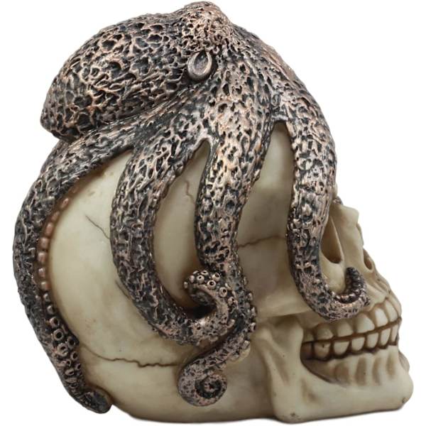 Ebros Sea Monster Kraken Octopus Skull Statue 6\" Høj Nautisk Ocean Terror Myte Dekorativ Figur Multi Farvet Multi Farvet