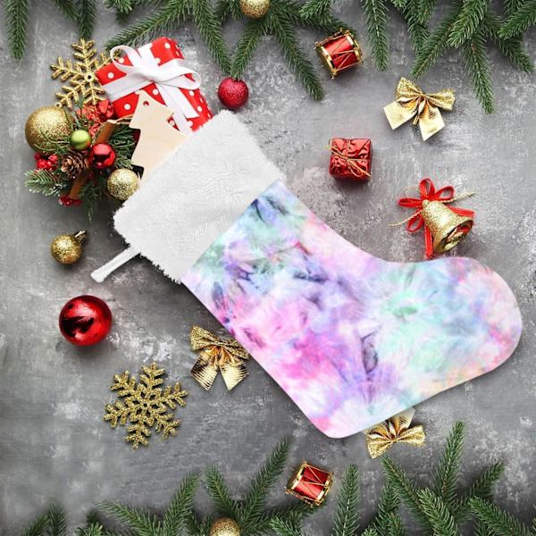 Jule-Strømpe, Personlige Jule-Strømper 2-pak Chic Tie Dye Regnbue Kalejdoskop 45,7 cm Jule-Strømper Hængende Ornament Pejs f