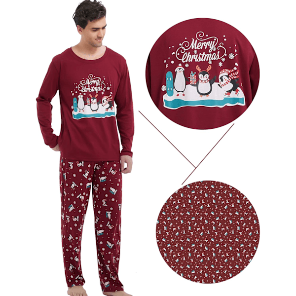 Julfamilj matchande pyjamas röda semester pjs set bomull nattkläder