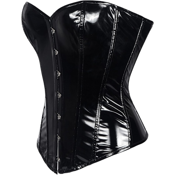 Sort PVC Læder Steampunk Gotisk Wasit Trainer Overbust Korset Bustier