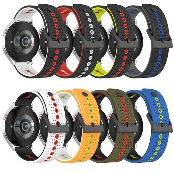 För Garmin Forerunner Sq2 20mm Trefärgad Andningsbar Silikonklockarmband QQU Black-Grey-Blue