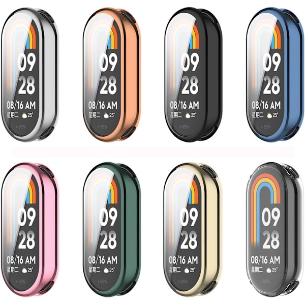 8-pack 8 färger Klockfodral Kompatibelt för XiaoMi Mi Band 9/9 NFC TPU Skärmskydd Skyddande Hölje Stötfångare. mix