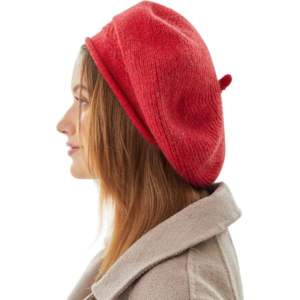 Baret Hat til kvinder, fransk stil hue vinter mode varm uldforing strik