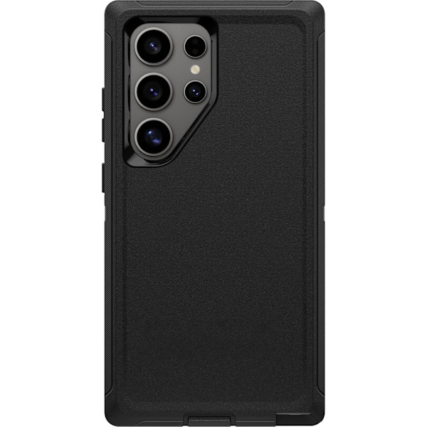 Defender Cover Kompatibel med Galaxy S24 Ultra Cover (Iludes Hylster Klips Støttefod) Sort Sort
