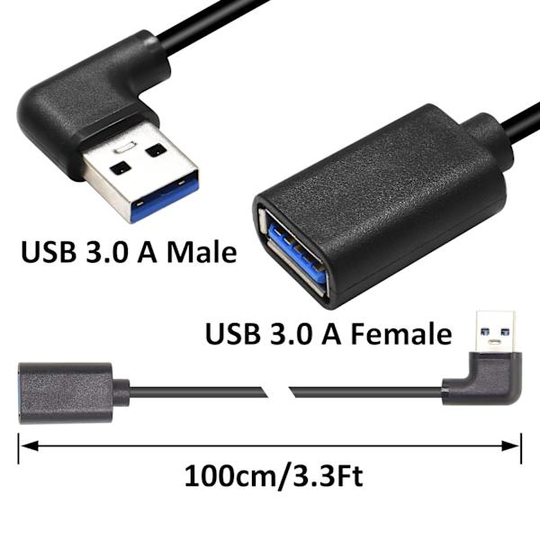 Højre vinkel USB 3.0 forlængerkabel, Superspeed 90