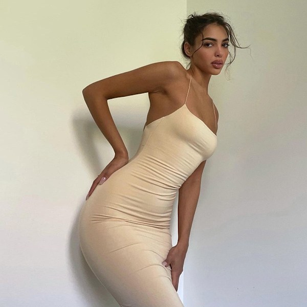 Slim Fit Solid Split Klänning