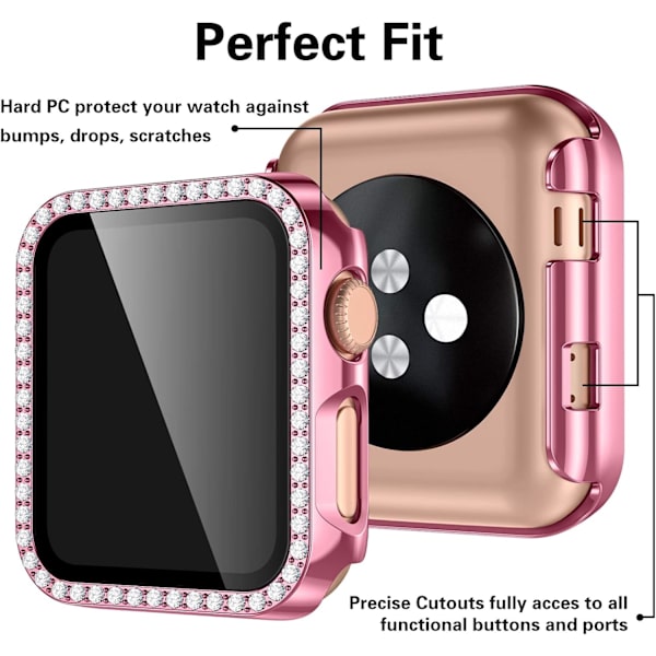 Hårt fodral för Apple Watch 42 mm, Bling Diamonds med skärmskydd