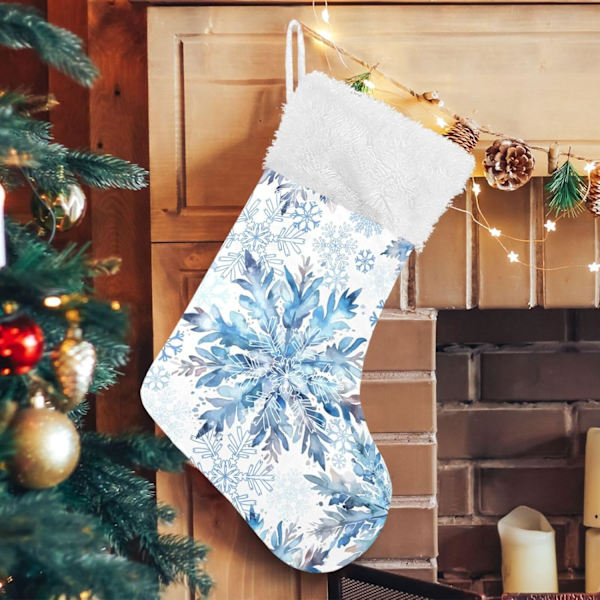 Julklapp, personliga julklappsstrumpor 2-pack Is Snöflinga Jul Blå Julstrumpor Hängande Ornament Kami