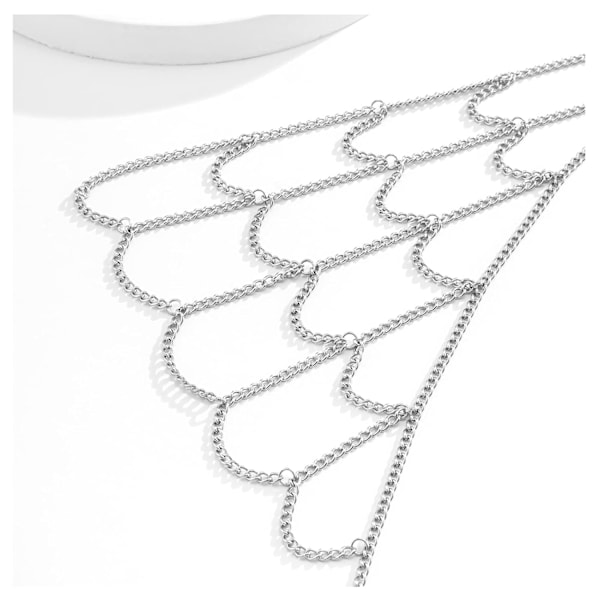 Multi Layer Axel Kedja Halsband Metall Tofs Layered