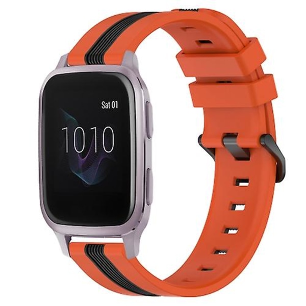 För Garmin Venu Sq 20mm Vertikal Tvåfärgad Silikonklockarmband HYZ Orange-Black