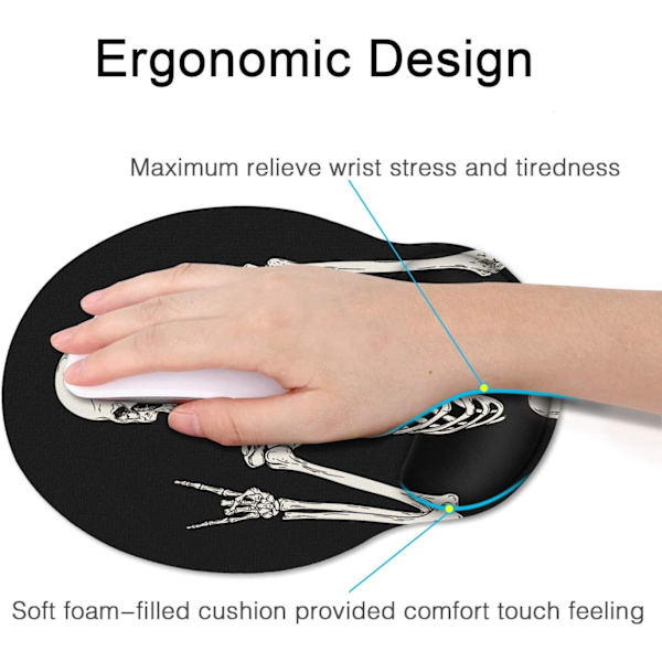 Ergonomisk musmatta med handledsstöd (svart)