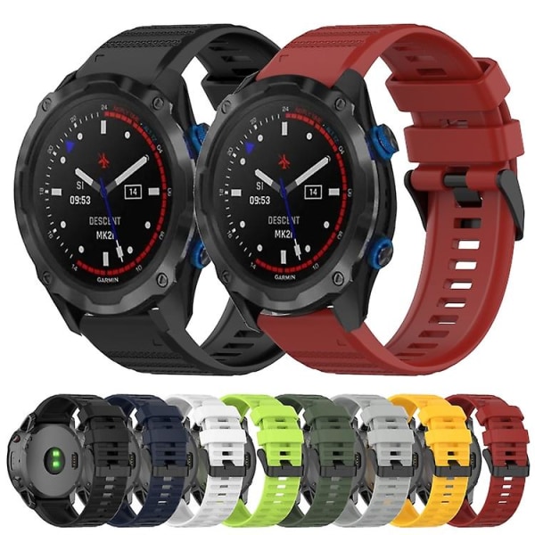 For Garmin Descent Mk 2i 26mm Horisontal Tekstur Silikone Rem Med Fjernelsesværktøj CMQ Navy Blue
