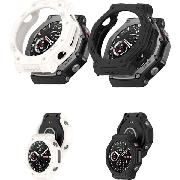 Skal för Amazfit T-Rex 3, TPU Skyddsskal, Lätt att Installera, Fallsäkert, Reptåligt, Skyddsskal för Amazfit T-Rex 3 Smartwatch (Svart+Vit) Bl