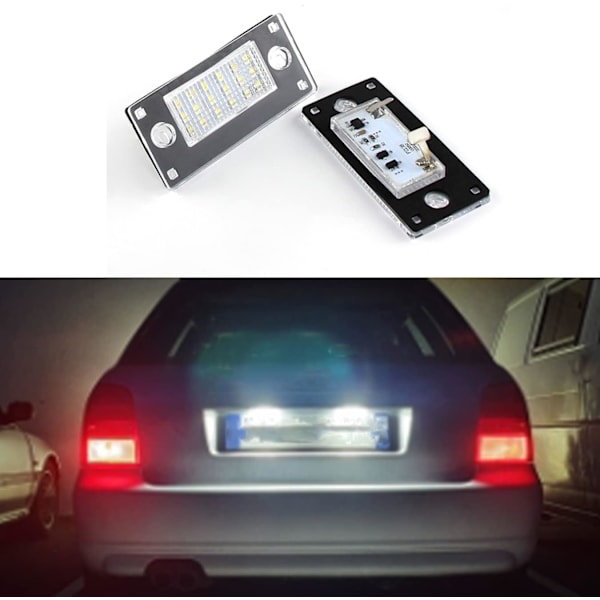 2 st felkodfria LED-bakre registreringsskyltlampor för Audi A3 8L S3, A4 B5 S4 RS4 Avant