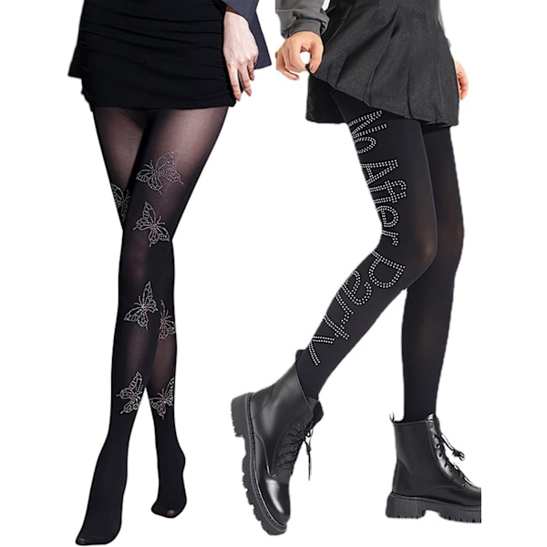 Glittrande höga midje-tights - Blanka strassfisknätstrumpor för