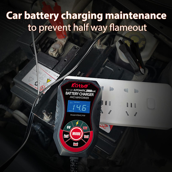 Bil Motorcykel Batteriladdare 6v12v 1a 1.5a 2a 4.5-32ah Batteriladdare