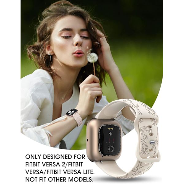 Graverade silikonband för Fitbit Versa 2 - Maskrosmönster