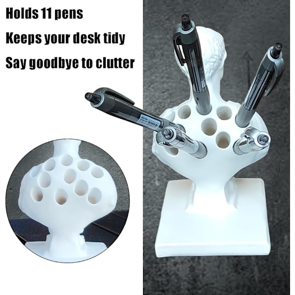 Sttue ncil Holder Resin Figure Modeling, Cesr Desk n Holder Holds 11 ns, Funny ncil Holder for Home Office Desk Decor History Gifts White
