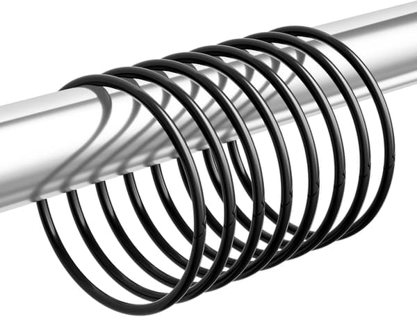 Duschdraperiringar, Bathway Duschdraperikrokar, Svarta Duschdraperiringar Rostfria, Anti-Drop Duschringar för Draperi, Duschkrokar för