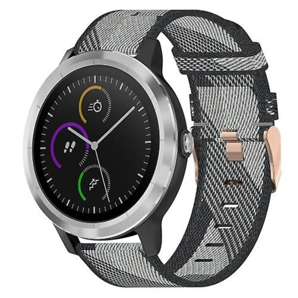 Til Garmin Vivoactive 3 20mm Nylon Flettet Rem Grey