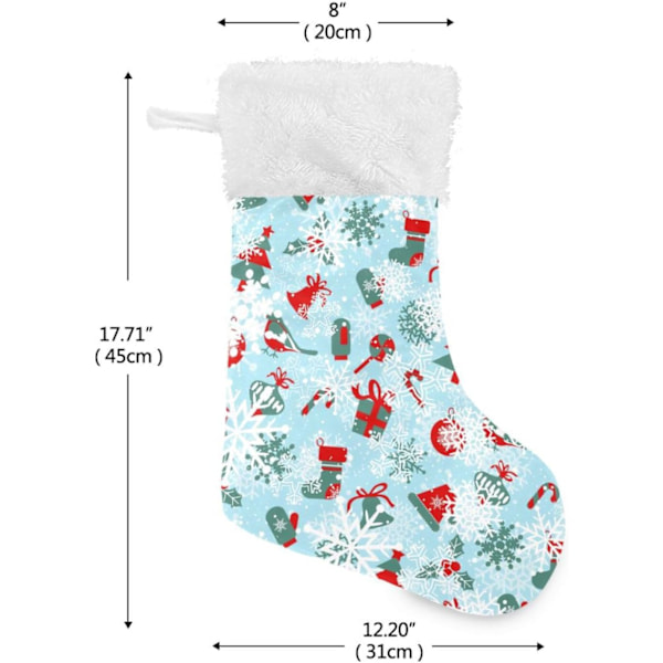 Julklapp, Personliga Julklappsstrumpor 2-pack Grön Julgran med Vita Snöflingor Röd 18 tum Julstrumpor Hängande Dekoration