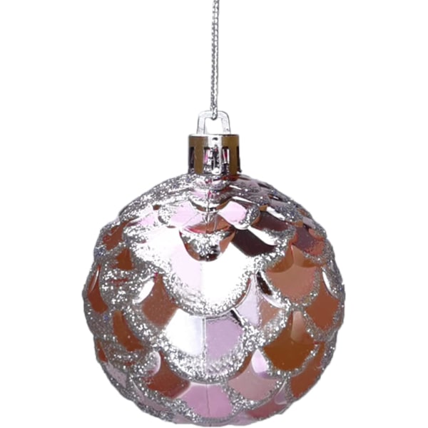 Splittersäkra rosa julgranskulor med hängsnöre - set med 12 st