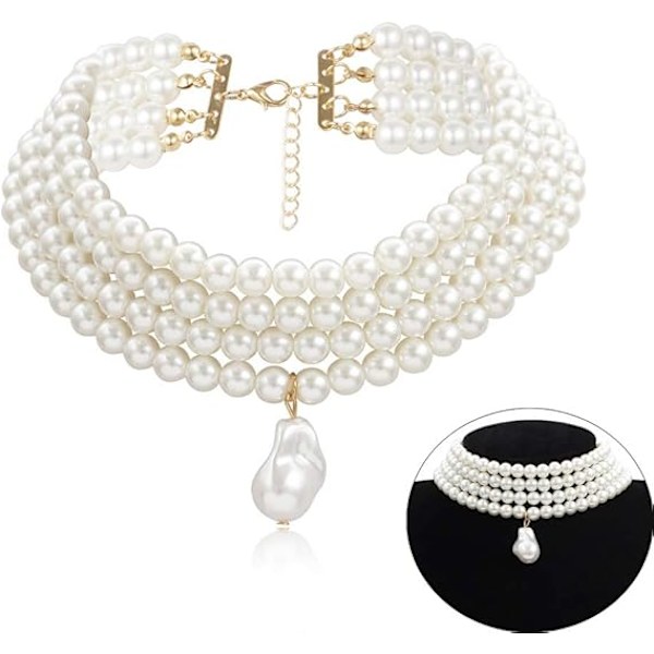 Perle Chokers Multi-Layer Perlehalskæde Multi-Strand Perle