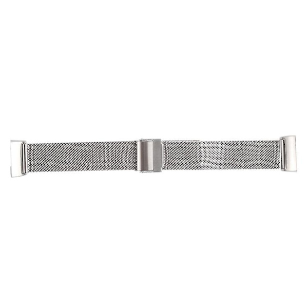 For Fitbit Charge 4 Dobbelt Forsikringsspændemilansk Urrem FDT Silver