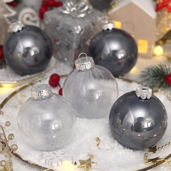 2,76\" Julekule Sett, Klar Plast Shatterproof Julepynt