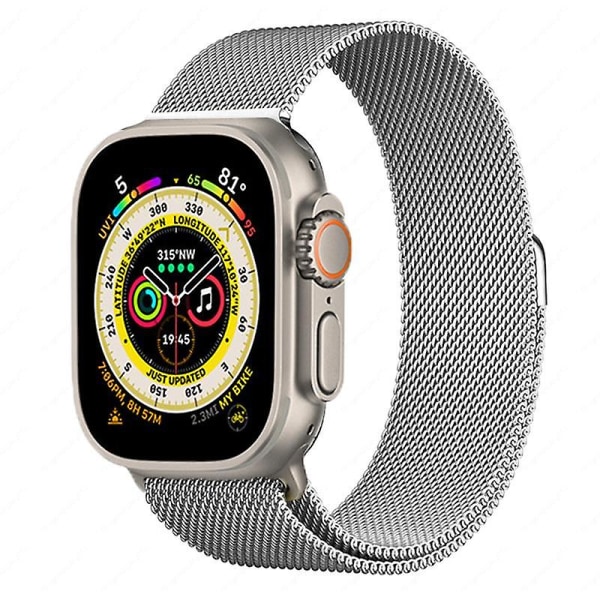 Metalrem til Apple Watch 8 7 45mm 41mm Ultra 49mm Åndbar Milanese Udskiftningsrem til Iwatch 6 5 4 3 2 Se 44mm 42mm 40mm Silver 42mm 44mm 45mm 49mm