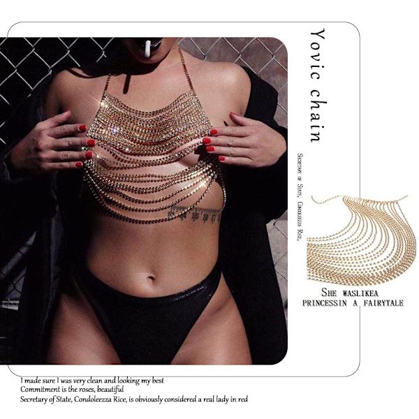 Boho Body Chain Sexy Rhinestone Midjekedjor Kristall Bikini