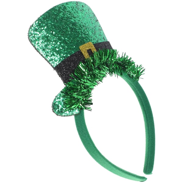 St. Patrick's Day Stirnband Grüner Zylinder Haarband Irischer Pailletten-Le-Prechaun-Hut Haarreifen Für Damen Und Mädchen Kostüm St. Patty's Day Grün