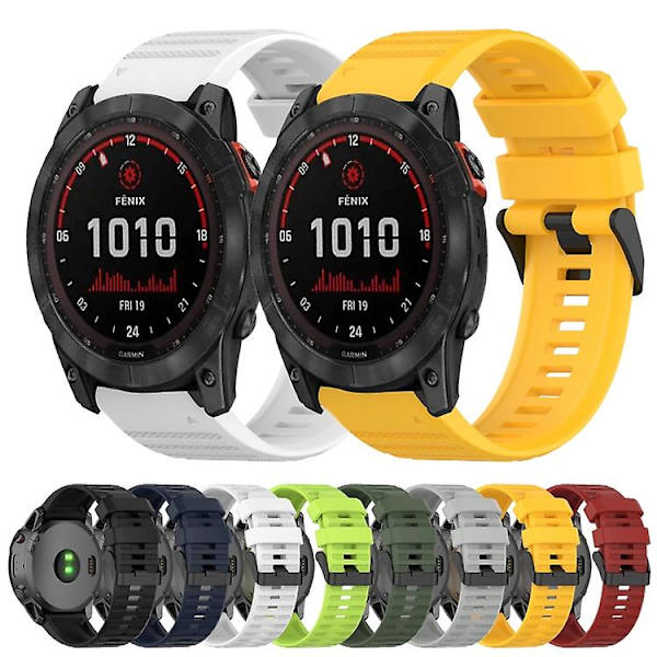 Til Garmin Fenix 7x 26mm Horisontal Tekstur Silikone Urrem Med Fjernelsesværktøj WKD White
