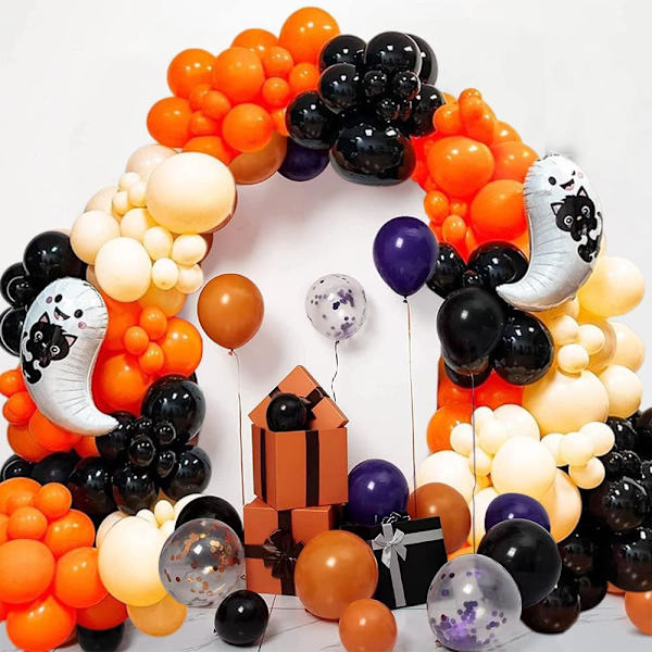 Halloween Ballonger Lilla Grønn Svart Ballongbue Arch Med Edderkoppnett Festdekorasjoner Bakgrunn Luftballonger (145stk Sett) 145stk Sett 145stk Sett