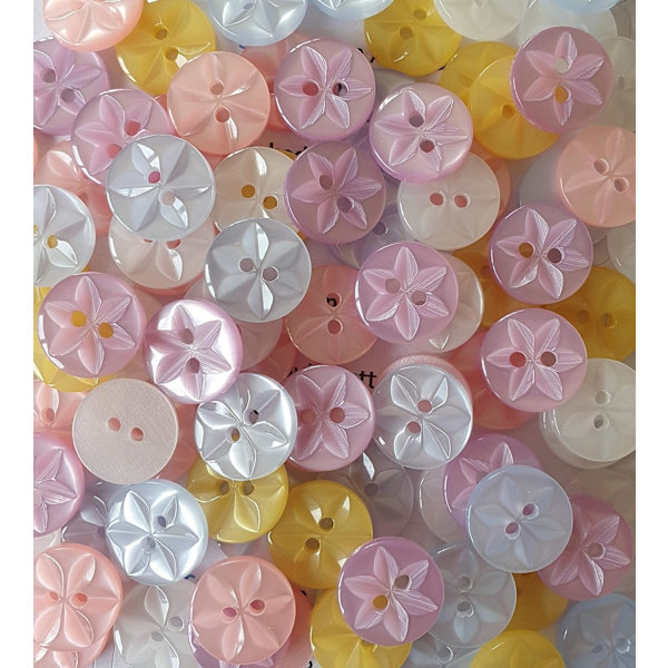 Blandet Baby Star Knapper (100 Knapper) - Regnbue Runde Knapper