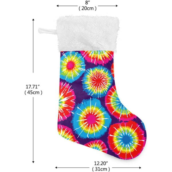 Jule-Strømpe, Personlige Jule-Strømper 2-pak Tie Dye Mønster 45,7 cm Jule-Strømper Hængende Ornament Pejs til Trædekoration 17