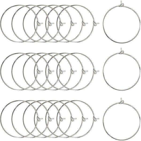 100 st vinglasberlocker - silverpläterade öppna hoppringar