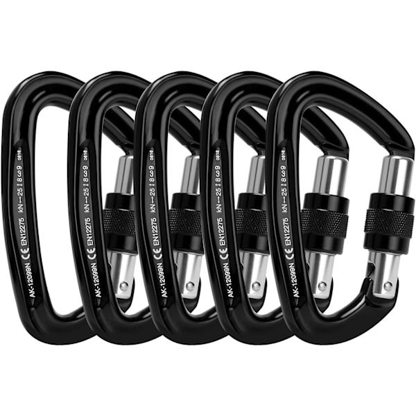 Låsekarabiner - 25kN 5600lb Klatrekarabiner Skrueport D-form