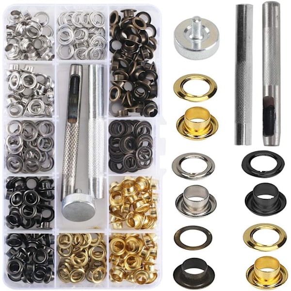 Öglor och stans 200 set - 6mm öljett kit